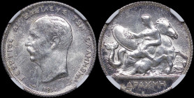 GREECE: 1 Drachma (1911) (type II) in silver (0,835). Mature head (different type) of King George I facing left and inscription "ΓΕΩΡΓΙΟΣ Α! ΒΑΣΙΛΕΥΣ ...