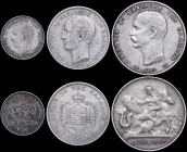 GREECE: Lot of 3 coins in silver (0,835) composed of 50 Lepta (1874 A) (type I), 1 Drachma (1874 A) (type I) & 2 Drachmas (1911) (type II). (Hellas 14...