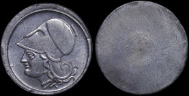 GREECE: Thick planchet of 2 Drachmas (ND 1926) in lead. Goddes Athena facing left on obverse. Uniface. Weight: 28,22gr. Couple of small scratches.
