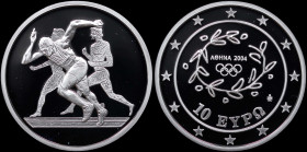 GREECE: 10 Euro (ND 2003) in silver (0,925) commemorating the Athens 2004 Olympic Games / part of first set. Ancient and modern runners on obverse. In...