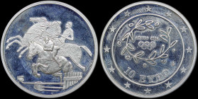 GREECE: 10 Euro (ND 2003) in silver (0,925) commemorating the Athens 2004 Olympic Games / part of third set. Equestrian athletes on obverse. Inside of...