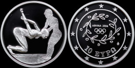 GREECE: 10 Euro (ND 2003) in silver (0,925) commemorating the Athens 2004 Olympic Games / part of fourth set. Ancient and modern female swimmers on ob...
