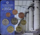 GREECE: Euro coin set (2004) composed of 1, 2, 5, 10, 20 and 50 Cent & 1 and 2 Euro. Inside official blister issued by the Bank of Greece. (Hellas M.2...