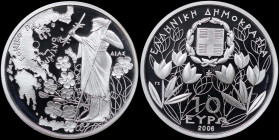 GREECE: 10 Euro (2006) in silver (0,925) commemorating Mount Olympus National Park / Zeus. Inside its official case with CoA with no "00786". (Hellas ...