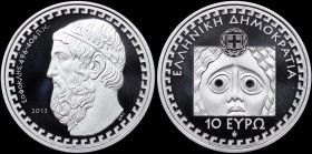 GREECE: 10 Euro (2013) in silver (0,925) commemorating the Greek Culture / Tragedians - Sophocles. Inside its official case with CoA with no "0449". (...