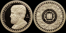 GREECE: 200 Euro (2014) in gold (0,917) commemorating the Greek culture / Philosophers - Aristotle. Inside its official case and CoA with no "0413". M...