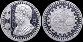 GREECE: 10 Euro (2015) in silver (0,925) commemorating the Greek Culture / Philosophers - Archimedes. Bust of Archimedes facing left on obverse. Insid...