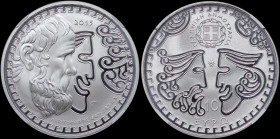 GREECE: 10 Euro (2015) in silver (0,925) commemorating the Greek Culture / Ancient comedy - Aristophanes. Head of Aristophanes facing right on obverse...