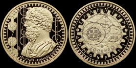 GREECE: 200 Euro (2015) in gold (0,917) commemorating the Greek culture / Philosophers - Archimedes. Bust of Archimedes facing left on obverse. Inside...