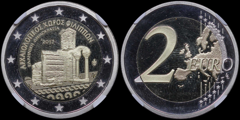 GREECE: 2 Euro (2017) in bi-metal commemorating the Archaeological site of Phili...