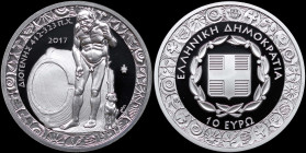 GREECE: 10 Euro (2017) in silver (0,925) commemorating the Greek culture / Philosophers - Diogenes. Diogenes standing next to a big ceramic jar with h...