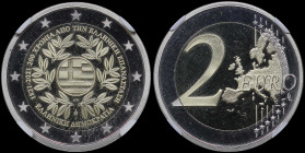 GREECE: 2 Euro (2021) in bi-metal commemorating the 200 years since the Greek Revolution. Inside slab by CCG "PF 70 CAMEO". Cert number: AA155350". Ac...