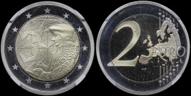 GREECE: 2 Euro (2022) in bi-metal commemorating the Erasmus Programme. Inside slab by CCG "PF 70 CAMEO". Accompanied by its official case with CoA wit...