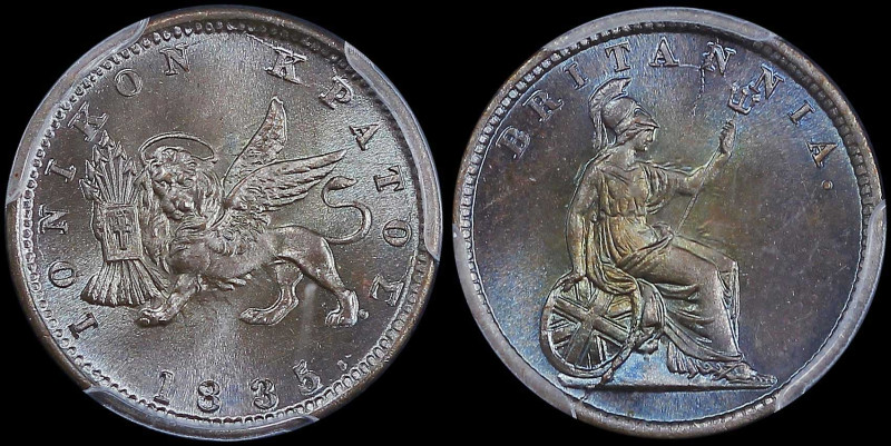 GREECE: 1 new Obol (1835.) in copper. The lion of St Mark and inscription "ΙΟΝΙΚ...