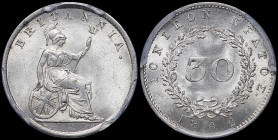 GREECE: 30 new Obols (1862) in silver. Seated Britannia on obverse. Value within wreath and inscription "ΙΟΝΙΚΟΝ ΚΡΑΤΟΣ" on reverse. Coin alignment. W...