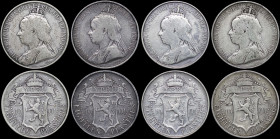 CYPRUS: Lot composed of 4x 18 Piastres (1901) in silver (0,925). Crowned and veiled bust of Queen Victoria facing left on obverse. Crowned arms divide...