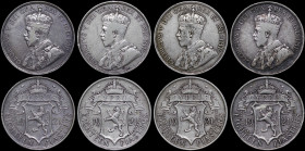 CYPRUS: Lot composed of 4x 18 Piastres (1921) in silver (0,925). Crowned bust of King George V facing left on obverse. Crowned arms divide date, denom...