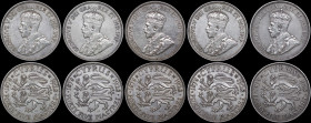 CYPRUS: Lot composed of 5x 45 Piastres (1928) in silver (0,925) commemorating the 50th anniversary of British rule on the island. Crowned bust of King...