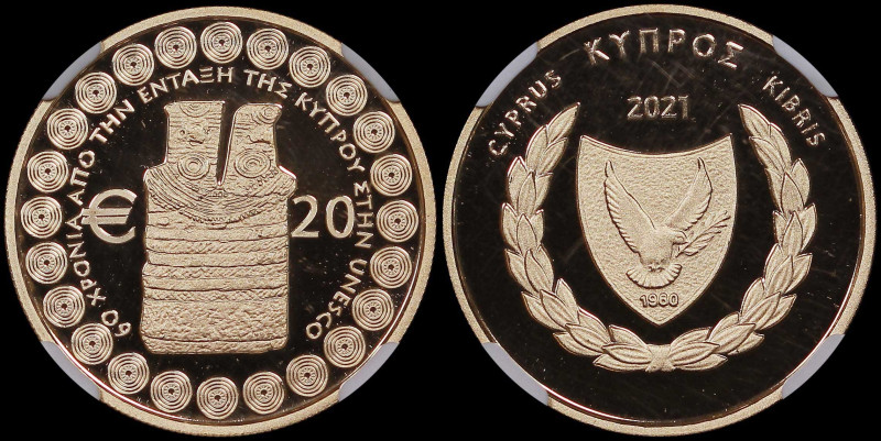 CYPRUS: 20 Euro (2021) in gold (0,917) commemorating the 60th Anniversary of the...