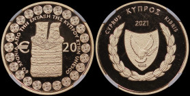 CYPRUS: 20 Euro (2021) in gold (0,917) commemorating the 60th Anniversary of the accession of Cyprus to UNESCO. Shielded arms within wreath on obverse...