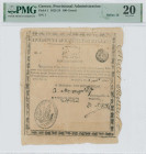 GREECE: 100 Grossi (12.ΜΑΙΟΥ.1822) in black on white paper. First S/N: "1". Seal of the Ministry of Economy at bottom left. Signatures by Mavrokordato...