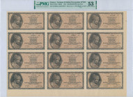 GREECE: Corner marginal sheet of 12x 100 billion Drachmas (3.11.1944) in black on brown unpt. Nymph Deidamia at left on face. Various S/Ns with suffix...