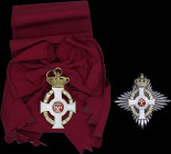 GREECE: Royal Order of George I (1915). Cross of Grand Cross set (without dates on back) manufactured probably by Souval & case of Grand Cross set iss...