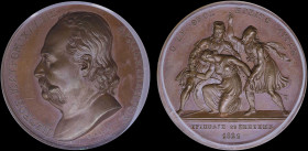 GREECE: Bronze medal {1821 (1836)} from the collection of medals that were engraved by Konrad Lange. Petrobey Mavromichalis on obverse. Two Greeks rai...