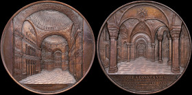 GREECE: Bronze commemorative medal for the Restoration of St. Sophia (Hagia Sophia) in Constantinople (1864). Interior view of the Church on obverse. ...