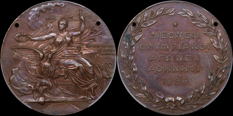 GREECE: GREECE: Bronze medal (1896 dated) commemorating the 1st Olympics in Athe...