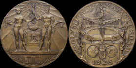 GREECE: NETHERLANDS: Bronze medal for the participation in Amsterdam Olympic Games in 1928. Naked male and female athletes hold the Olympic flame on o...