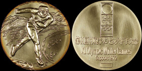 GREECE: JAPAN: Gilt commemorative medal for Sapporo Olympic (1972). Skater on obverse. The logo of the event on reverse. Diameter: 50mm. Weight: 53,1g...