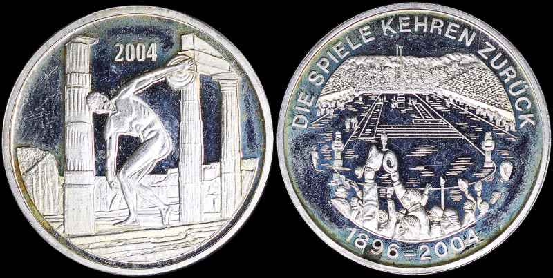 GREECE: GERMANY: Silver commemorative token for the Olympics 2004 in Athens. The...