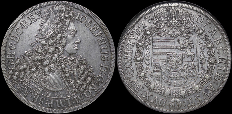 AUSTRIA: 1 Thaler (1707) in silver. Laureate armored bust of Joseph I facing rig...