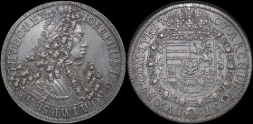 AUSTRIA: 1 Thaler (1707) in silver. Laureate armored bust of Joseph I facing right on obverse. Crowned arms within Order chain on reverse. Inside slab...