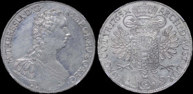 AUSTRIAN STATES / BURGAU: 1 Thaler (1765G SC) in silver (0,833). Armored bust of Maria Theresa facing right on obverse. Letter "G" below eagle in cart...