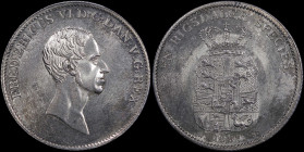 DENMARK: 1 Speciedaler (1837 IC//WS) in silver (0,875). Head of Frederik VI facing right on obverse. Crowned arms on reverse. Inside slab by PCGS "MS ...