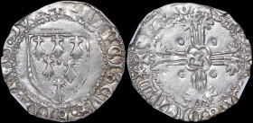 FRANCE: Gros (1458-88) in silver. Coat of arms of Brittany on obverse. Cross with an R in the center on reverse. Inside slab by NGC "AU 58 / BRITTANY ...
