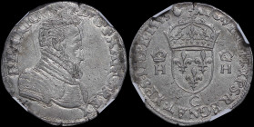 FRANCE: 1 Teston (1553 G) in silver. Armored bust of Henry II facing right on obverse. Crowned coat of arms flanked by two crowned Hs on reverse. Mint...