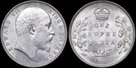 INDIA / BRITISH: 1 Rupee [1903 (c)] in silver (0,917). Head of King Edward VII facing right on obverse. Crowned above denomination, sprays flank on re...