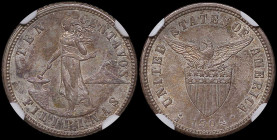 PHILIPPINES / UNITED STATES ADMINISTRATION: 10 Centavos (1904 S) in silver (0,900). Female standing beside hammer and anvil on obverse. Eagle above st...