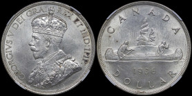CANADA: 1 Dollar (1936) in silver (0,800) Bust of George V facing left on obverse. Voyager, date and denomination below on reverse. Inside slab by NGC...