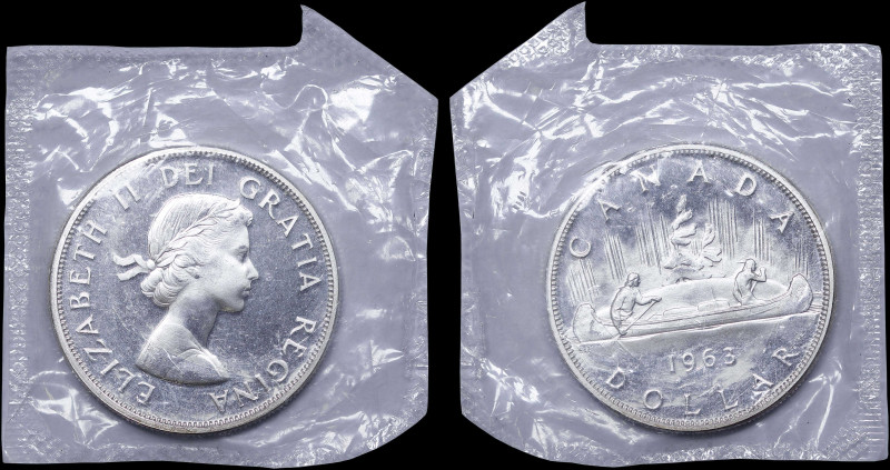CANADA: 1 Dollar (1963) in silver (0,800). Laureate bust of Queen Elizabeth II f...