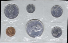 CANADA: Official set (1966) of 6 coins composed of 1 Cent, 5 Cents, 10 Cents, 25 Cents, 50 Cents & 1 Dollar. (KM PL17). Proof-like.