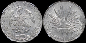 MEXICO / FIRST REPUBLIC (MEXICO CITY): 8 Reales (1885Mo MH) in silver (0,903). Facing eagle with snake in beak on obverse. Radiant cap on reverse. Ins...