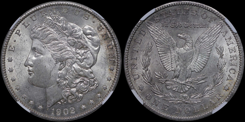 USA: 1 Dollar (1902 O) in silver (0,900). Head of Liberty facing left and legend...