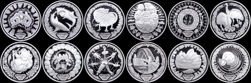 AUSTRALIA: Custom set of 12x 5 Dollars from Sydney (2000) series in silver (0,99...