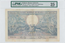 BELGIUM: 10000 Francs-2000 Belgas (22.3.1938) in blue on pink unpt. Quadriga driven by Ceres at left, Neptune at right and lion at center on face. S/N...