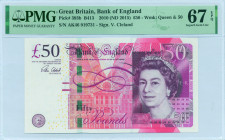 GREAT BRITAIN: 50 Pounds (ND 2015) in red-brown. Queen Elizabeth II at right on face. S/N: "AK46 919731". WMK: Queen Elizabeth II & value "50". Signat...