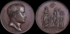 FRANCE: Bronze medal (1806) commemorating the Prussian Capitulation with laureate head of Napoleon facing right. Personifications of Spandau, Stettin,...